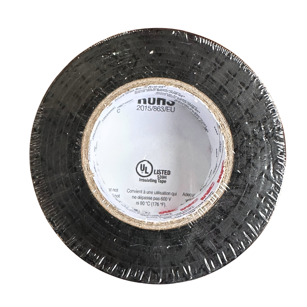 Cinta aislante de PVC 3M Temflex 165 negra de 19 mm × 18.3 m, con etiqueta visible y fondo blanco.