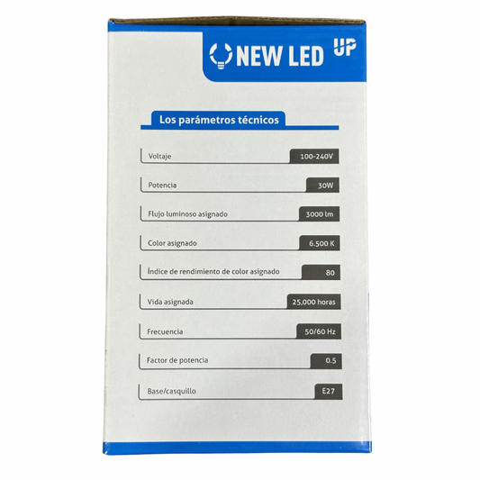 Bombilla LED 30W luz fría 6500K E27 New LED UP alta potencia