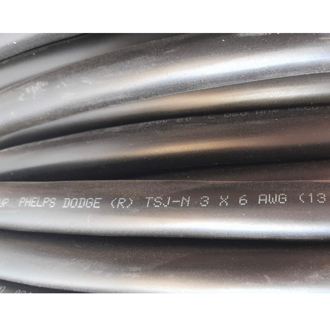 Cable eléctrico flexible TSJ 3x6 AWG 100% cobre (Phelps Dodge)
