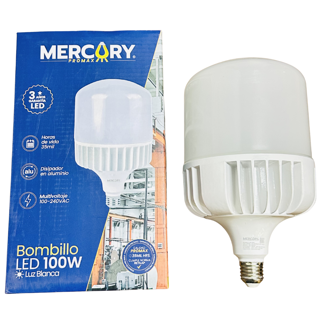 Bombilla LED industrial Mercury Promax 100W luz blanca 6500K base E27 8500 lúmenes