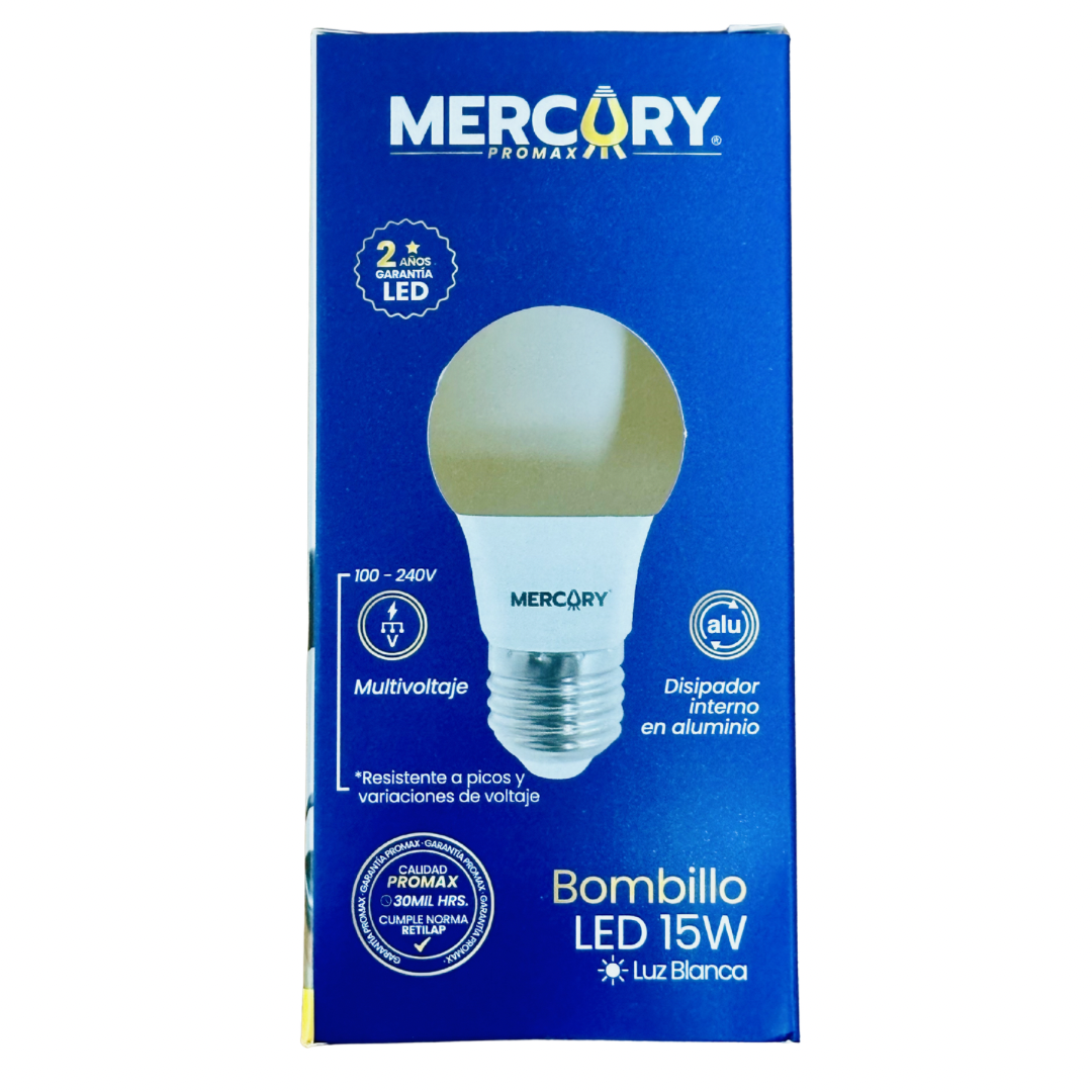 Bombilla LED 15W luz blanca 6500K E27 Mercury Promax