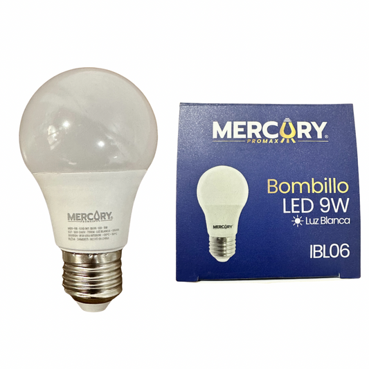 Bombillo LED 9W luz blanca E27 Mercury Promax ahorro de energía