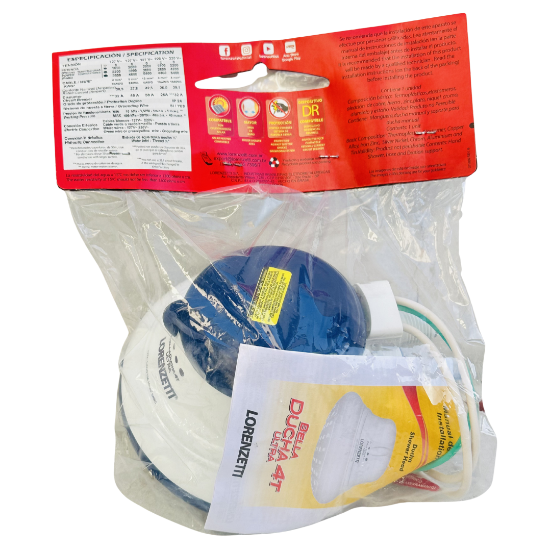 Ducha eléctrica Lorenzetti Bella Ducha 4T Ultra 127V 5400W con manguera y accesorios