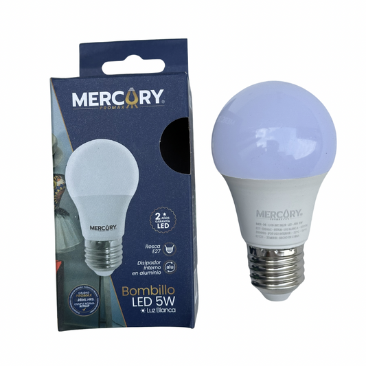 Bombilla LED 5W luz blanca E27 Mercury Promax de bajo consumo