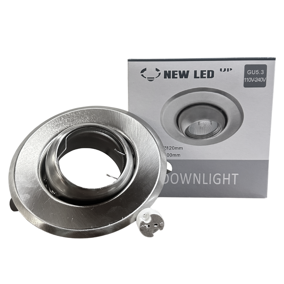 Ojo de buey empotrable redondo plateado GU5.3 New LED UP diámetro 120 mm