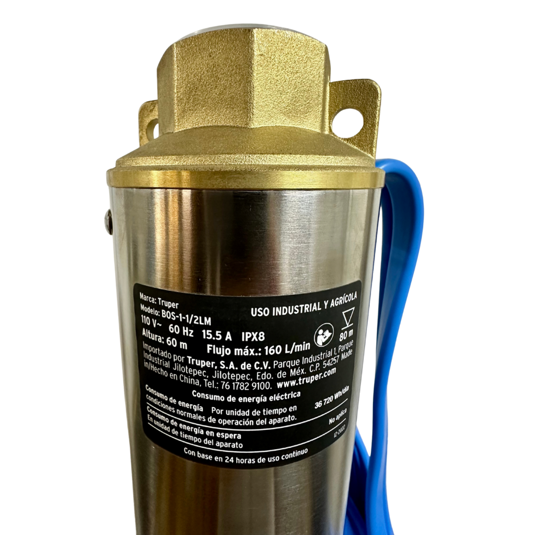 Bomba sumergible tipo bala 1-1/2 HP para pozo Rayos de Luz – ideal para extracción de agua a gran escala